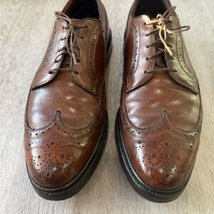 Vintage Allen Edmonds Niles Brown Wingtip Brogue Shoes 10.5C USA